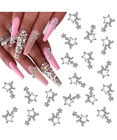 KACHIMOO Star Nail Charms 20 Pieces Dangling Star Nail Charms 3D Rhinestones Stars Charms for Nail Star Shape Nail Gems for Nails Designs Nail DIY Accessories Silver - Buy Online on GoSupps.com