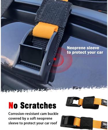 WONITAGO 15ft Rack Strap Tie Down Straps for Surfboard SUP Paddleboard Kayak Canoes - Black/Yellow/Gray Orange (Pair) - Buy Online on GoSupps.com
