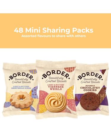 Border Biscuits Mini Pack | Individually Wrapped Delicious Crunch Cookies Assortment of Butterscotch Viennese Whirls Golden Oat Crumble Chocolate Biscuits - 48 Pack Luxury Gift Box by DIRECT MART - Buy Online on GoSupps.com