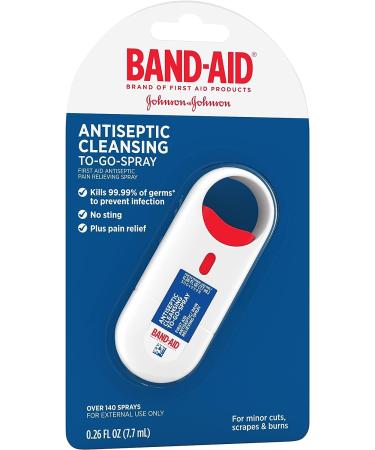Band-Aid Brand Antiseptic Cleansing Spray | Pain Relief & Germ-Killing | Benzalkonium Cl & Pramoxine HCl | 0.26 fl oz - Buy Online on GoSupps.com