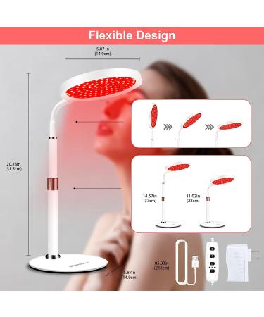 Shyineyou 660nm Red Light Therapy Lamp for Face, Skin, Neck, Hands - LED Red Light Therapy Device with Base - Buy Online on GoSupps.com