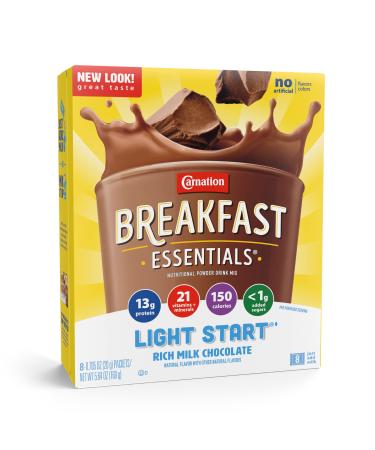Carnation Breakfast Essentials Light Start Powder Drink Mix, Rich Milk Chocolate, 0.705 Ounce (Pack of 64)