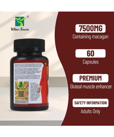 Wins Town Maca Plus Capsules 7500mg Big Booty Enhancer with Maca Root Gluteus Boost Vitamins for Women's Extreme Curve 60 Count - Buy Online on GoSupps.com