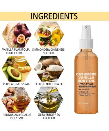 Vanilla Cashmere Body Oil Vanilla Cashmere Lotion Moisturizing Moisturizing and Firming Body Oil for Dry Skin and Hair 100ml - Buy Online on GoSupps.com