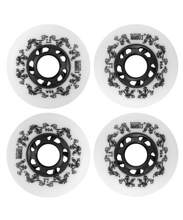 4-Pack Inline Skate Wheels Outdoor 90A Freestyle Durable Tire72mm 76mm 80mm for Choose Hockey Roller Blades Replacement Wheel with Bearings and Aluminum Spacers 80MM WHITE