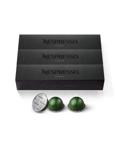 Nespresso Capsules VertuoLine, Stormio, Dark Roast Coffee, 30 Count Coffee Pods, Brews 7.77 Ounce, 10 Count (Pack of 3) 10 Count (Pack of 3) Stormio Coffee