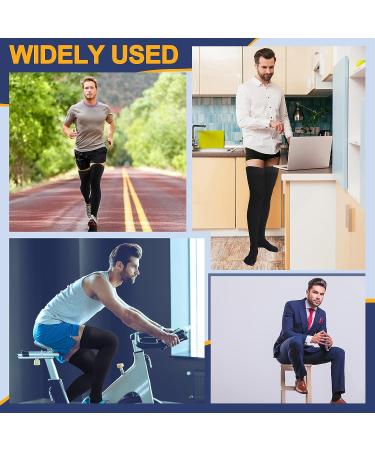 Men's Black Thigh High Compression Socks 20-30 mmHg for Swelling | Compression Stockings - Buy Online on GoSupps.com