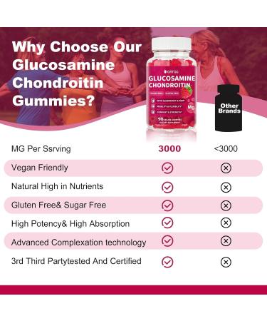 GRTGG Glucosamine Chondroitin Gummies with MSM & Elderberry Extra Strength 3000MG - Joint Support, Antioxidant Immune Support Supplement for Adults, Men & Women - 90 Raspberry Gummies - Buy Online on GoSupps.com