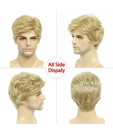 TUOFLY Men's Blonde Fluffy Layered Wig - Natural Synthetic Hair Costume for Halloween Replacement - Buy Online on GoSupps.com