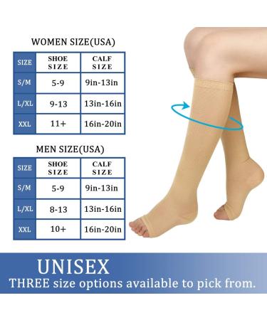 Ikfashoni Compression Stockings for Men & Women - Medical Knee Socks for Varicose Veins | Thrombosis Support Stockings in Beige & Cream White | Available in XXL - Buy Online on GoSupps.com