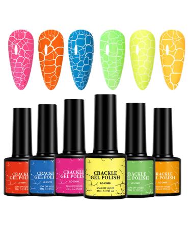 Set of 6 fluorescent gel colors chip-resistant beauty accessory | long-lasting sun-fading finish everyday wedding look quality decoration
