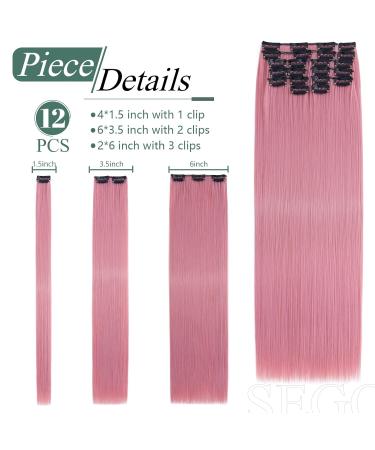 SEGO 12 PCS Clip-In Hair Extensions - Real Hair 180g 55cm Ash Rose - Affordable Full-Head Set with 22 Clips - Buy Online on GoSupps.com