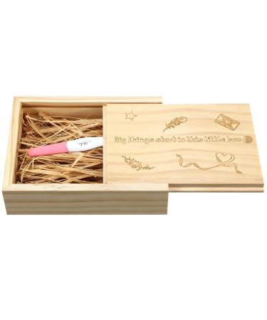 Pregnancy Test Keepsake Box Wooden Baby Announcement Gifts for Dad Reveal Collection Box Pregnancy Memorial Souvenir, Baby Keepsake Box for Boys and Girls