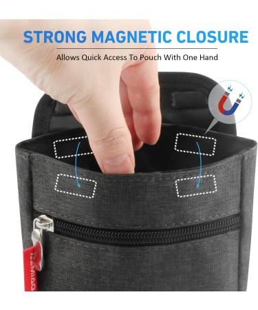 AEMIAO Dog Treat Pouch with Magnetic Closure - Hands-Free Small Puppy Training Bag - Adjustable Waistband & Bonus Carabiner - Grey - Buy Online on GoSupps.com