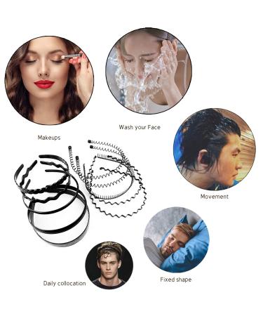 15 Pieces Unisex Metal Wave Hair Bands - Stylish Black Spring Headbands for Men & Women | VASZOLA Hair Accessories - Buy Online on GoSupps.com