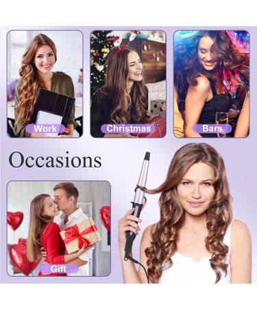 Jaeton 19-32mm Curling Wand - Professional Ceramic Curl Stick for Natural Curls & Beach Waves - Quick Heating Includes Gloves - Violet - Buy Online on GoSupps.com