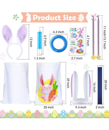 Easter Outdoor Party Game Set: Bunny Potato Sack Race, Relay Race Bands, Ring Toss, Headband, Stickers - Easter Party Favor & Egg Hunt Game - Buy Online on GoSupps.com