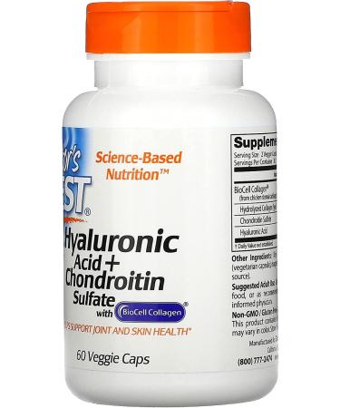 Doctor's Best Hyaluronic Acid + Chondroitin Sulfate - 60 Veggie Caps for Joint Health - Buy Online on GoSupps.com