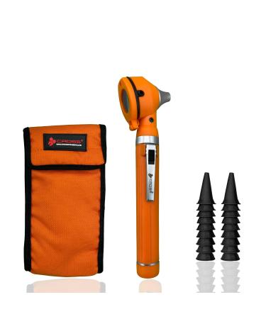 Cross Canada 11-092 Physician Fiber Optic LED Pocket Otoscope Diagnostic Set Professional Otoscope for Physician Medical Student Nursing Student Doctor Nurse (Tangerine)