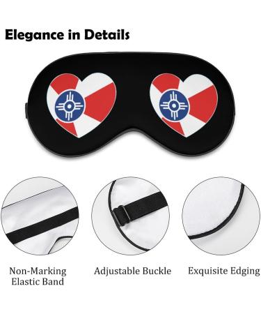 Wichita Flag Heart Sleep Mask Eye Cover for Sleeping Blindfold with Adjustable Strap Blocks Light Night Travel Nap for Men Women - Buy Online on GoSupps.com