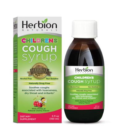 Herbion Naturals Cough Syrup for Children - 5fl oz - Good Tasting Supplement with Natural Honey & Cherry Flavor.