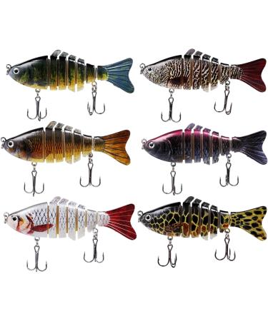 6Pcs Multi-Jointed Fishing Lures for Bass Trout - Topwater Hard Baits Kit for Freshwater & Saltwater - Lifelike Swimbaits for Successful Fishing - Buy Online on GoSupps.com