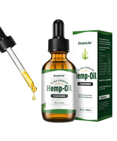 Natural Premium Oil with Mint Flavor 100000mg High Strength Oil for Joint Sleep Rich in Omega 3-6-9 and Multiple Nutrients 100% Vegan (60ml)