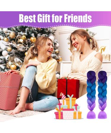Shop Aomig Ombre Braids Extensions - 2PC Synthetic Hair for Box Braids | 24 Strands - Purple Light Violet Seaside Blue - Buy Online on GoSupps.com