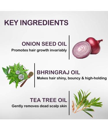 Nutriglow Natural S Onion Hair Shampoo with Bhringraj Oil - Anti Dandruff & Hair Fall Treatment 150ml | International Shipping Available - Buy Online on GoSupps.com