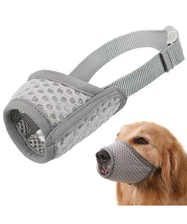 Dog muzzle Breathable muzzle for XXS to XXL Dogs Chihuahua Beagle and Golden Retriever adjustable pet muzzle for biting and chewing enables beating and drinking gray XL