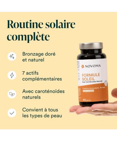 NOVOMA Sun Formula Activator and Tan Accelerator 7 Natural Active Ingredients including Beta-Carotene Burdock and Copper Preparation and Protection Skin in the Sun 60 Capsules Made in France - Buy Online on GoSupps.com