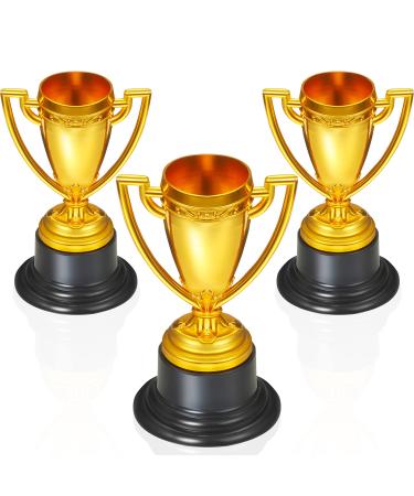 3 Pieces Plastic mini Trophy Cups small Gold Trophies Party Award Trophy Winner Award Trophies for Kids Boys Girls Sports Tournaments Competitions Ceremony Parties Favor, 1.8 x 1.8 x 3.3 Inch