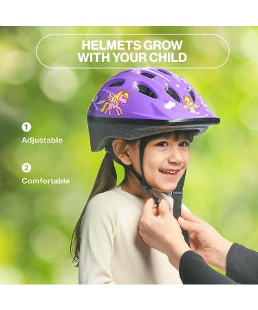 Kids Bike Helmet | Adjustable Toddler to Youth Size | Ages 3-8 | Breathable & Durable | Purple Unicorn Design - Buy Online on GoSupps.com