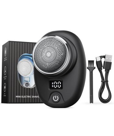 Electric Razor for Men Mini Shaver Portable Electric Shaver with LED Display Travel Beard Shaver Pocket Shaver Wet and Dry Razor Type-C Charging Shavers Easy One-Button Use Suitable for Travel Black