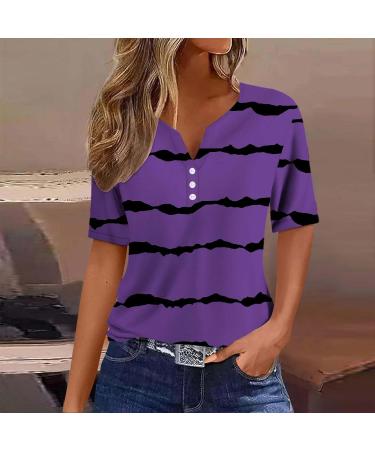 Elegant Women's Summer T-Shirts | Short Sleeve V-Neck Tops | Cotton Sleep Tees in Black White & Purple - Buy Online on GoSupps.com