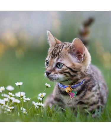 HACRAHO Breakaway Cat Collar 2 PCS - Adjustable Moon Stars Safety Collar for Cats Kittens Puppies - Pink and Blue - Buy Online on GoSupps.com