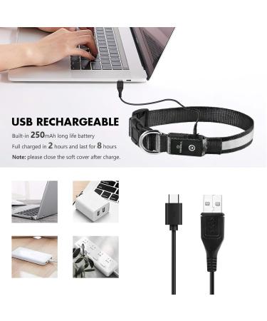 Masbrill Luminous Dog Collar - Waterproof LED Adjustable Light-Up Band for Small Medium & Large Dogs (28-40cm) - 3 Light Modes - Black - Buy Online on GoSupps.com