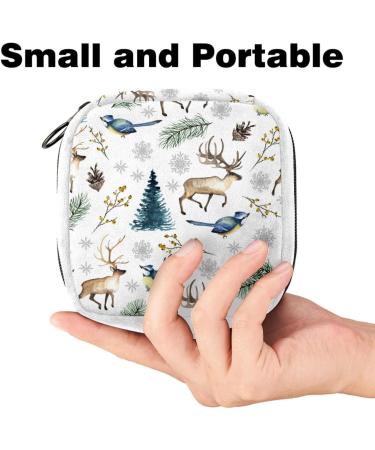 GIAPB Sanitary Napkin Storage Bag | Period Tampon Makeup Pad Pouch | Birds Deer Trees Snowflake Design | Color1707 - Buy Online on GoSupps.com