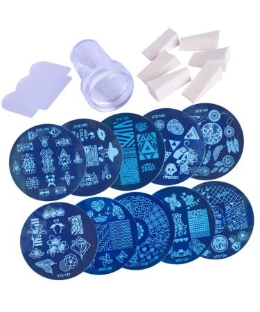 Solustrious nail stamp plate 16PCs nail stamps Set Nail stamp Template nail art stencil manicure template for diy salon e nail nail stencil 12 x 7.5 cm