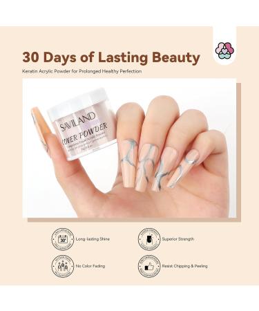 Saviland Acrylic Powder Set | Professional Nude Pink & Clear White Acrylic for Manicure | Nail Extension Kit for Beginners | 0.5oz*6 - International Shipping Available - Buy Online on GoSupps.com