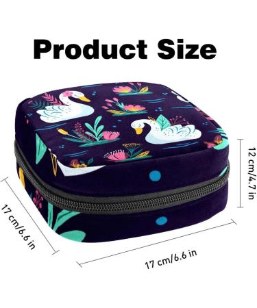 Womens Napkin Storage Pocket - White Swan & Colorful Flowers | Portable Menstrual Cup & Bandage Bags for First Period - Buy Online on GoSupps.com