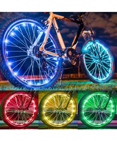 Solhice 2 Tire Pack Color Changing Bike Lights for Wheels, 7 Colors in 1 Waterproof Bicycle LED Lights for Kids Adults Night Riding, Battery Powered (Not Included)
