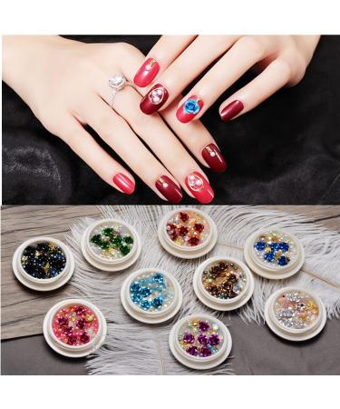 3D Metal Flowers Nail Art Decorations Kit - Mixed Gold Silver Studs & Charms for Manicure - 9 Boxes of Metal Rivets, Diamonds, Gems - Nail Art Supplies - Buy Online on GoSupps.com