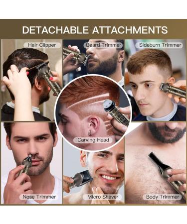 Scttomon 7-in-1 Beard Trimmer Kit - Professional Zero Gapped T-Blade, Electric Shaver, Nose & Body Trimmer for Men - Cordless Grooming Kit - Buy Online on GoSupps.com