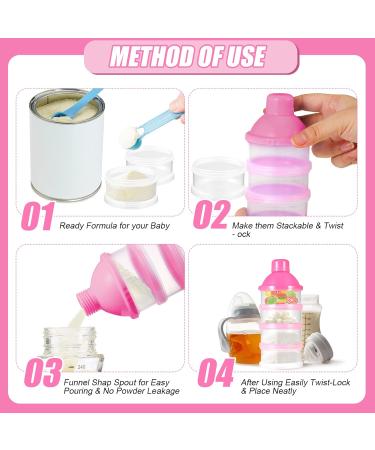 Milk Powder Dispenser Pots - BPA Free Formula Container for Travel & Outdoor Activities (Pink) - Buy Online on GoSupps.com