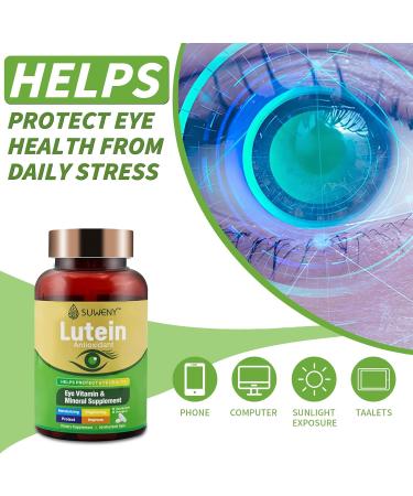 SUWENY Lutein Eye Vitamins Supplement for Adults - 90 Capsules Supports Eye Health with Zeaxanthin Zinc Vitamins C & E Vegan Formula for Blue Light Protection & Macular Support (1) - Buy Online on GoSupps.com