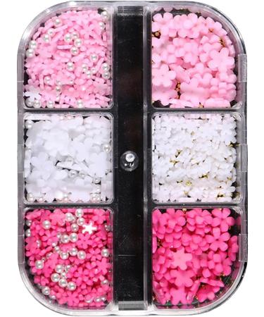 6 Grids Flower Nail Parts Decoration Mixed Steel Beads Gems Charms Floral Steel Beads Manicure Decoration Accessories Flower Nail Charms for Women - Buy Online on GoSupps.com
