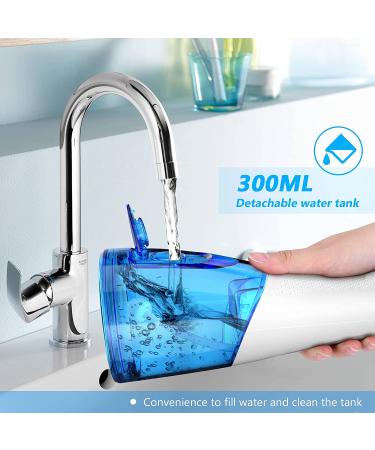 Water Dental Flosser Cordless - H2ofloss Portable Oral Irrigator with 5 Modes, 6 Jet Tips - Rechargeable & Waterproof - Teeth Braces & Gums Care - Home Travel - Blue - Buy Online on GoSupps.com