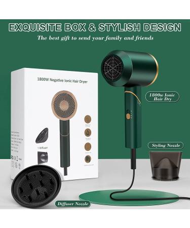 Pahetawa 1800W Travel Hair Dryer with Ionic Technology - Fast Drying & Compact - Reduce Frizz - Lightweight & Low Noise - Green - Buy Online on GoSupps.com