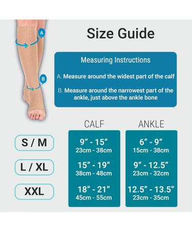 Open Toe Medical Compression Socks | S/M/L/XL/XXL | Flight, Running, Pregnancy, Travel | Varicose Veins Relief | 1 Pair Beige w/ Laundry Bag - Buy Online on GoSupps.com